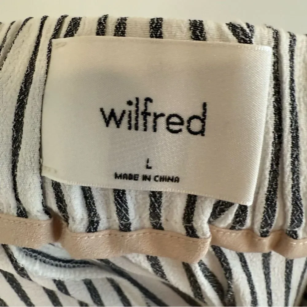 Wilfred by Aritzia Faun White and Grey Striped Wide-Leg Pant Size Large - Picture 7 of 9
